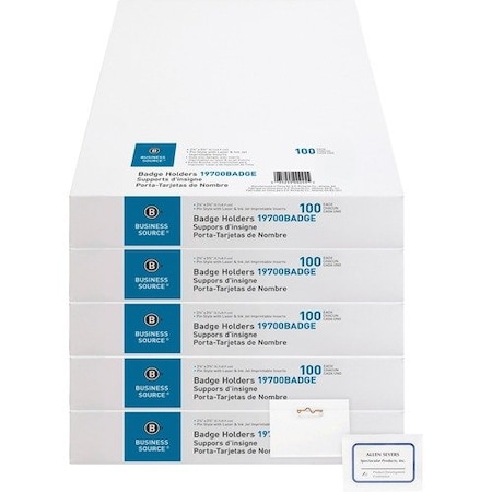 Business Source HOLDER, BADGE, PIN, 100CT, 5PK BSN19700BADGEBD